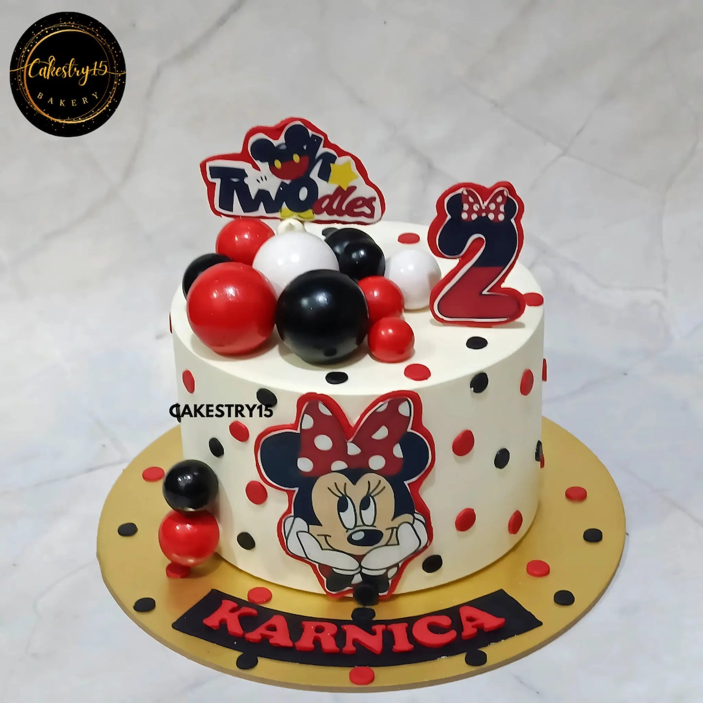 Twodles Minnie Magic Cake,1kg black forest 2nd birthday cake by cakestry15 noida,cake full image