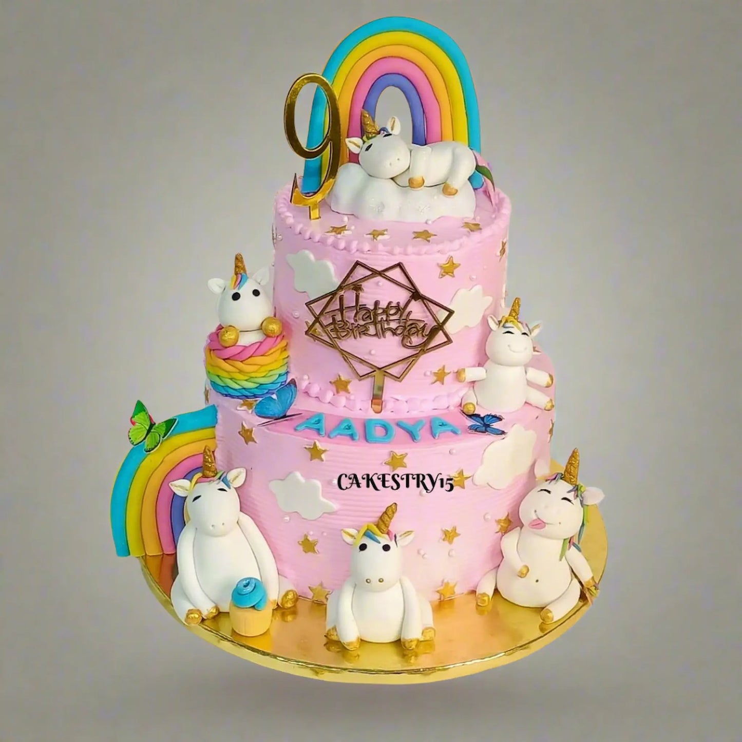 Unicorn 2 Tier Rainbow 5kg chocolate birthday Cake by cakestry15,noida,cake full image