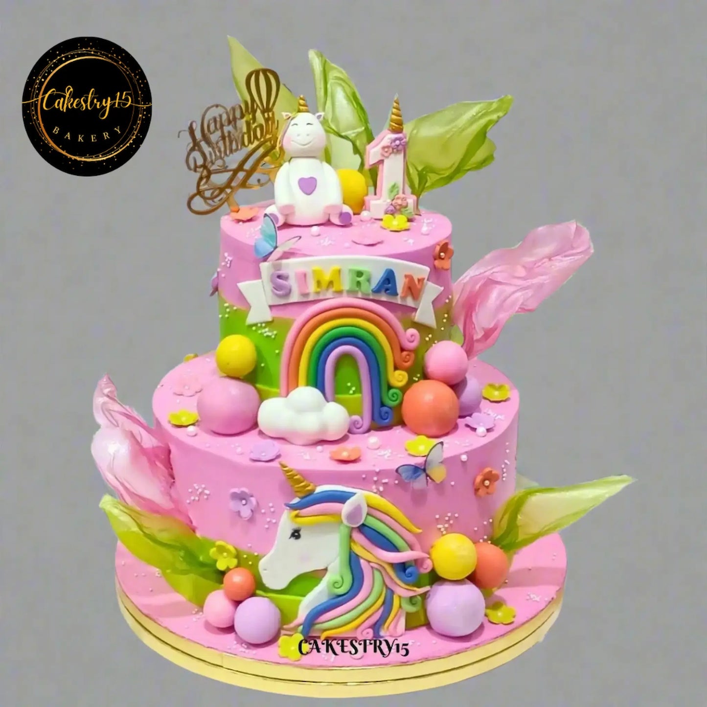 Unicorn Dream 5kg chocolate butterscotch first birthday Cake by cakestry15,noida,cake full image