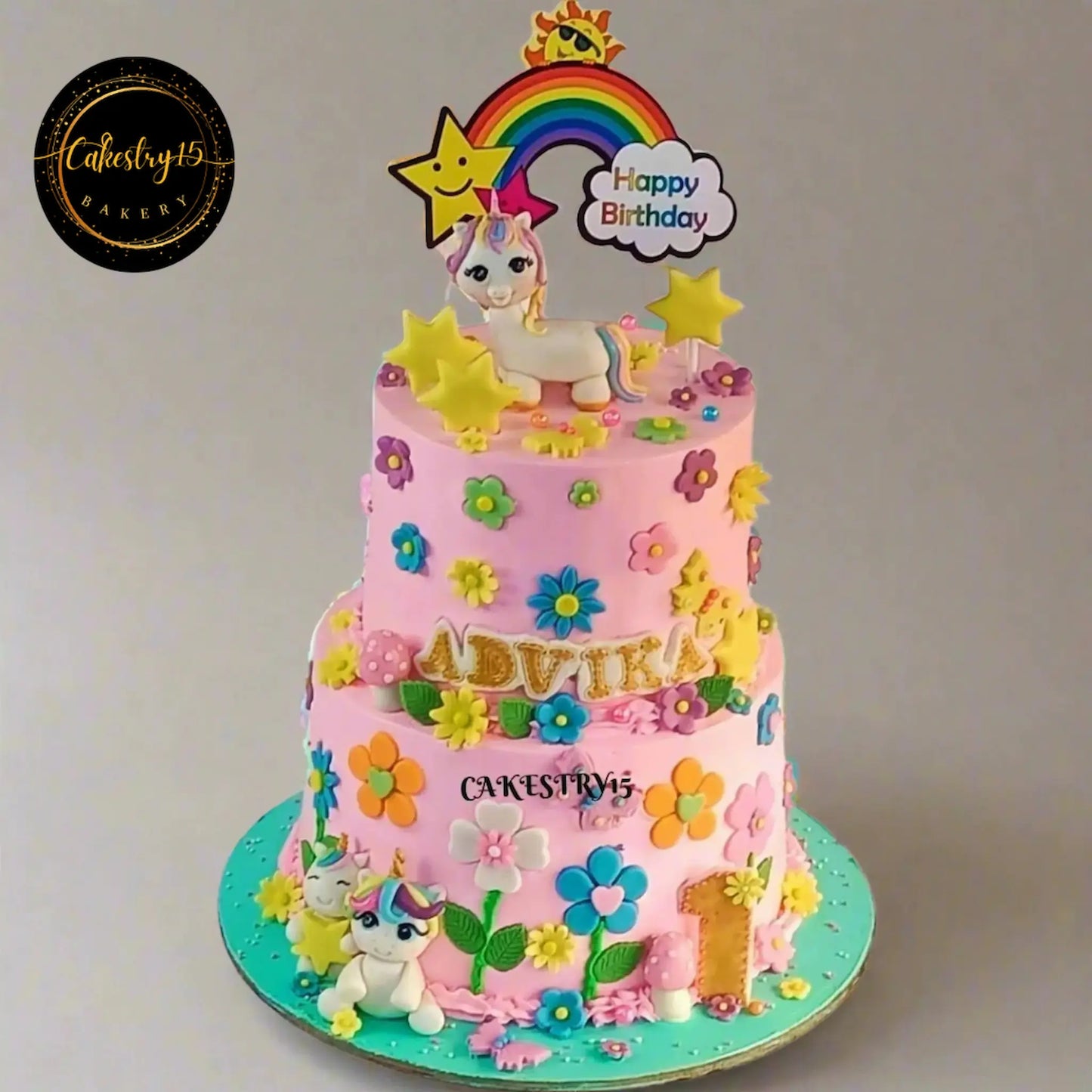unicorn pony 4kg choco chip flavour first birthday cake by cakestry15