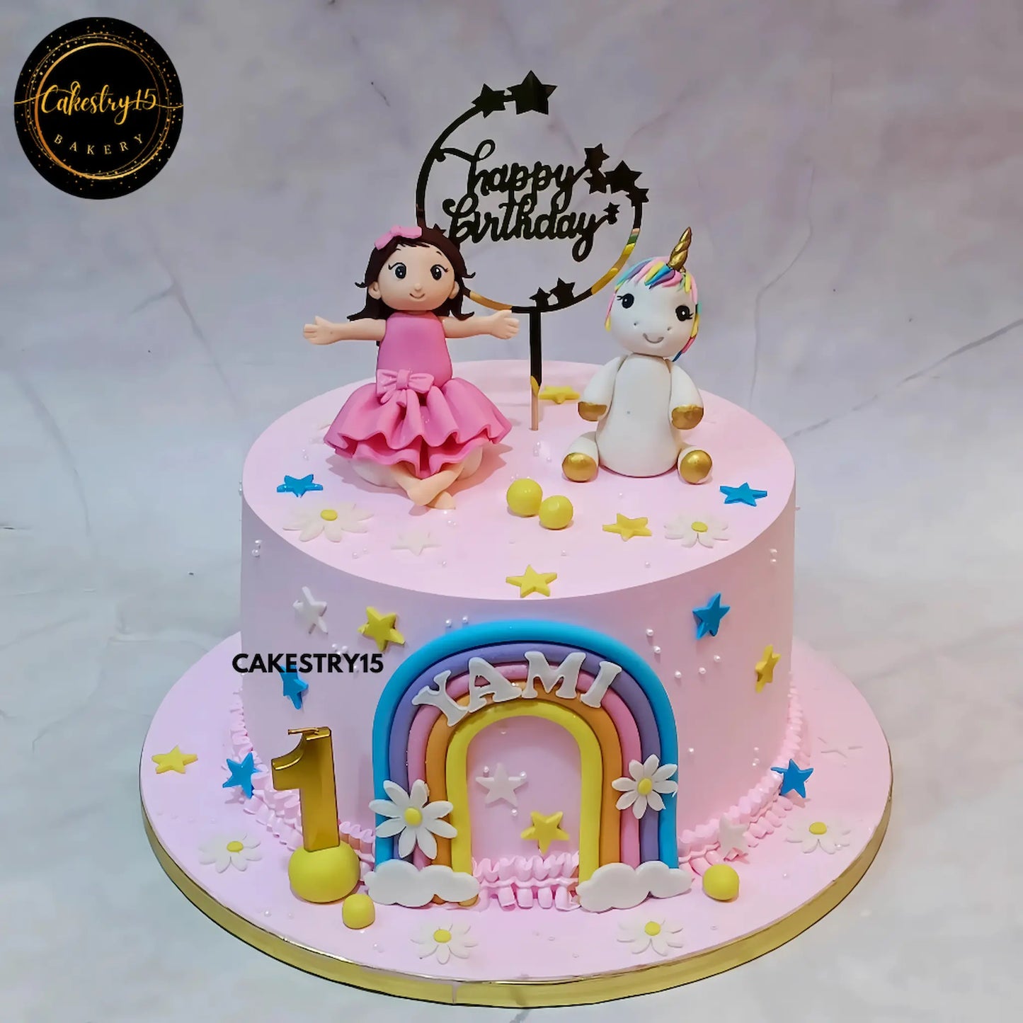 Unicorn Sparkle Celebration,2kg choco chips first birthday cake by cakestry15 noida,cake for her,cake full image