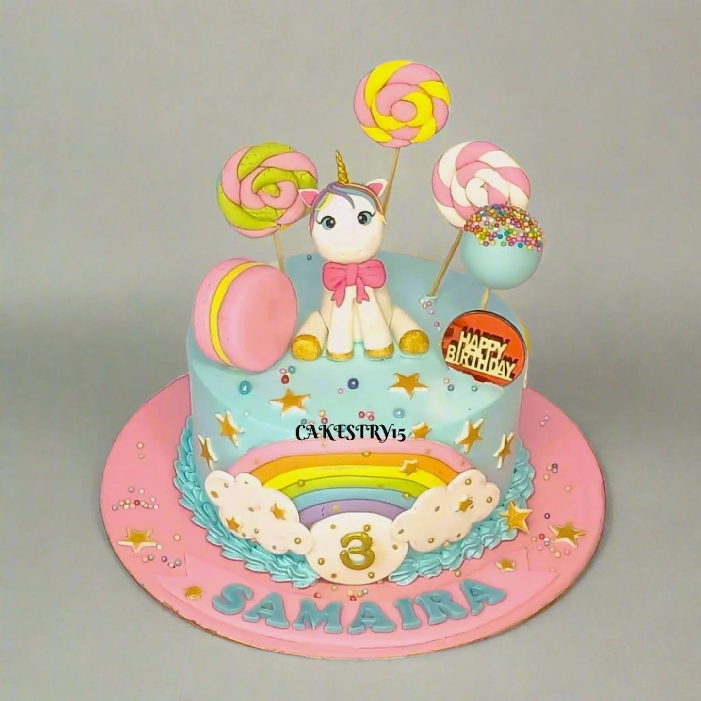 Unicorn Swirl 1kg chocolate birthday Cake,cakestry15,noida,cake full image