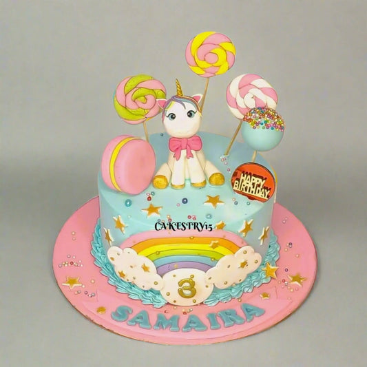 Unicorn Swirl 1kg chocolate birthday Cake,cakestry15,noida,cake full image