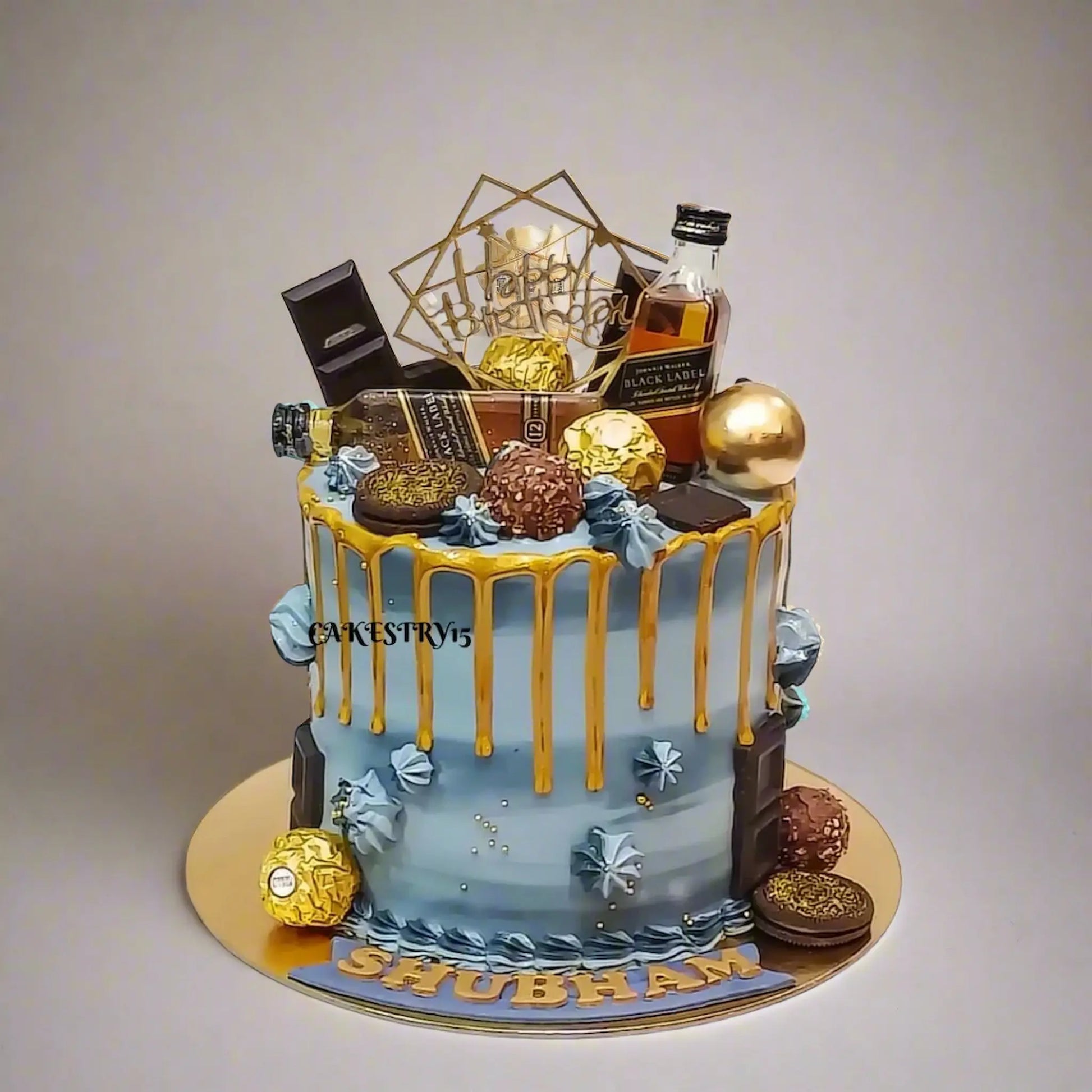 Whisky Black Label Rocher 1kg chocolate birthday Cake by cakestry15 noida,cake full image