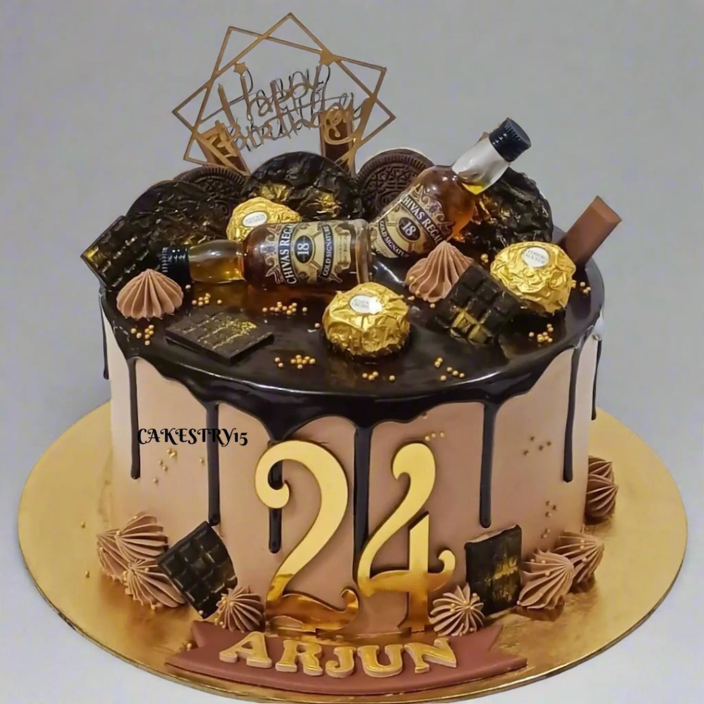 Whisky Chivas Regal 2kg chocolate birthday Cake,cake full image