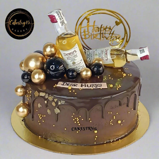 Whisky Dewars 1kg chocolate birthday Cake,cakestry15 noida,cake full image