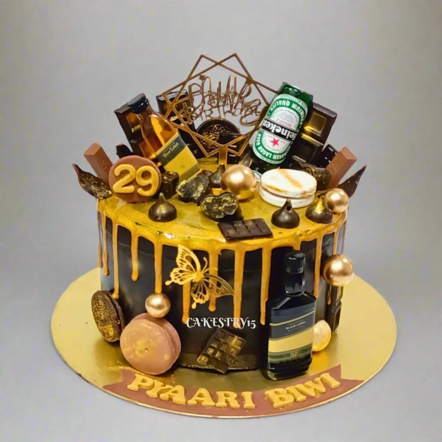 Whisky Theme 2.5kg Cake For Biwi,cakestry15 noida,cake full image