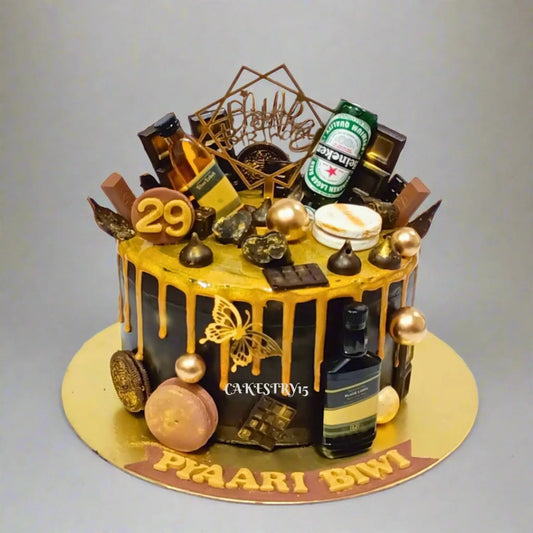 Whisky Theme 2.5kg Cake For Biwi,cakestry15 noida,cake full image