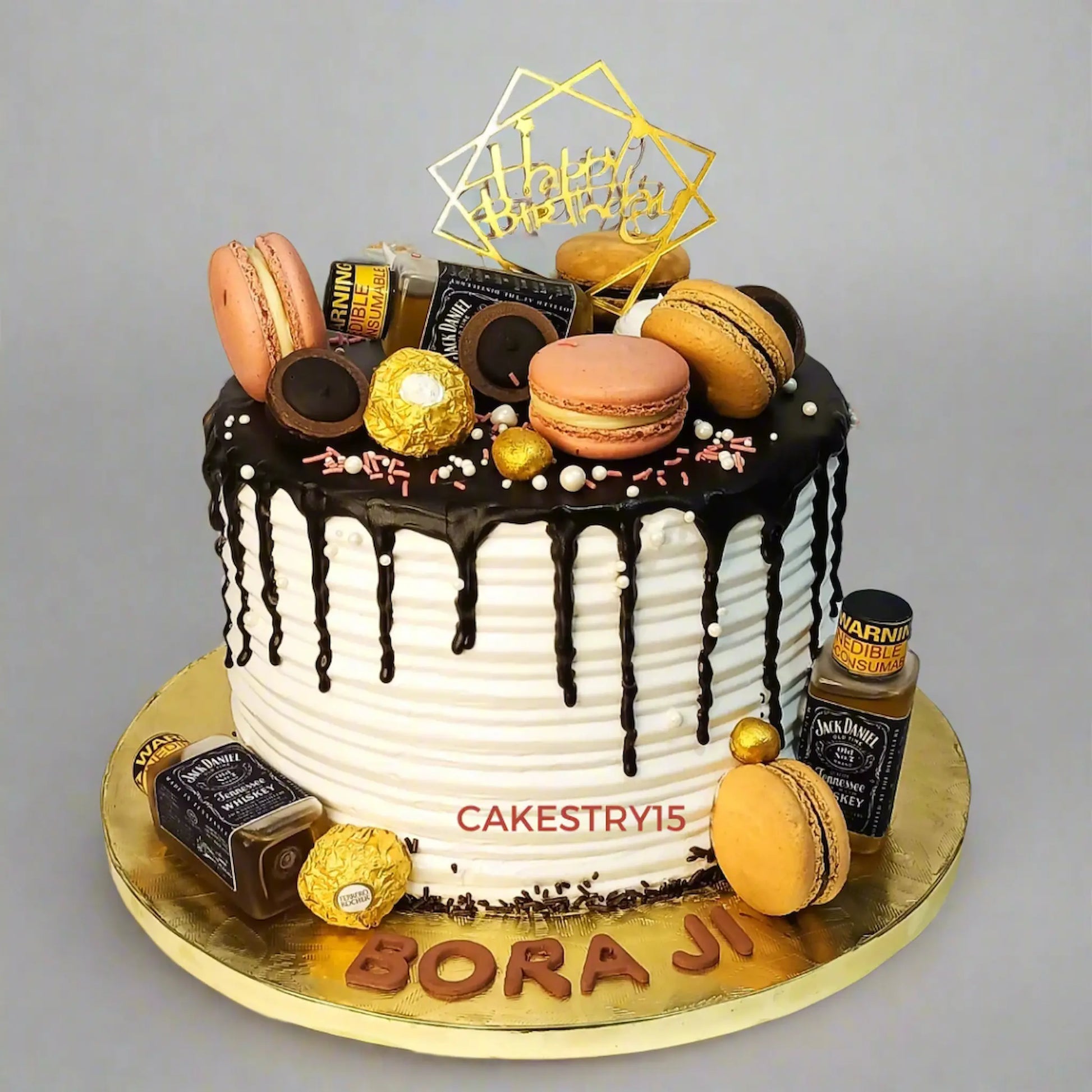 Whisky Theme Macron 2kg birthday Cake by cakestry15,noida,cake full image