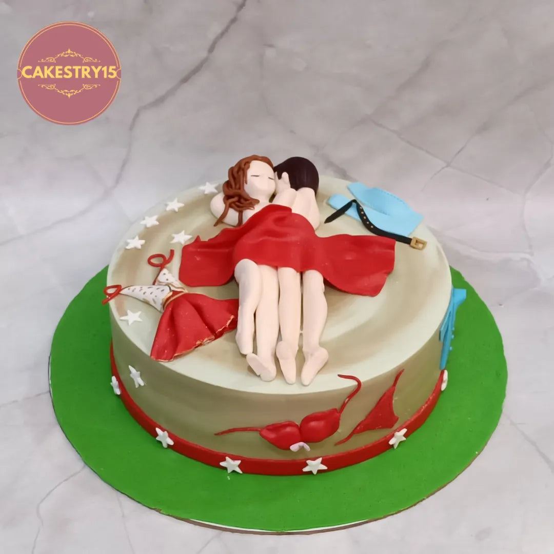 Eggless cakes bachelorette theme kids birthday cake style custom theme cake Noida with playful party figurines and pineapple flavour