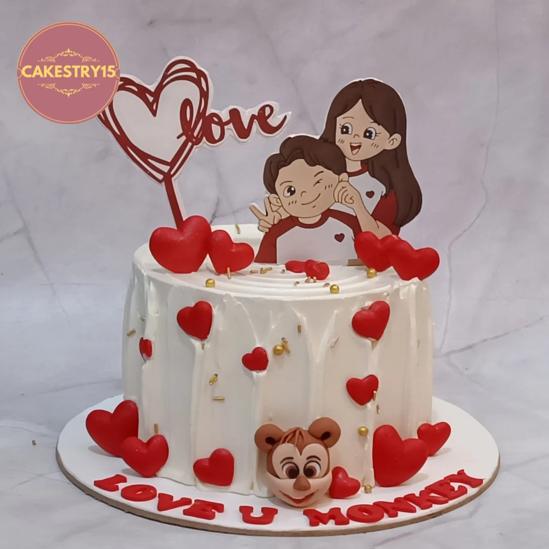 Beloved Bliss is a premium eggless couple birthday cake featuring romantic details, making it a beautiful theme cake Noida choice for special celebrations.