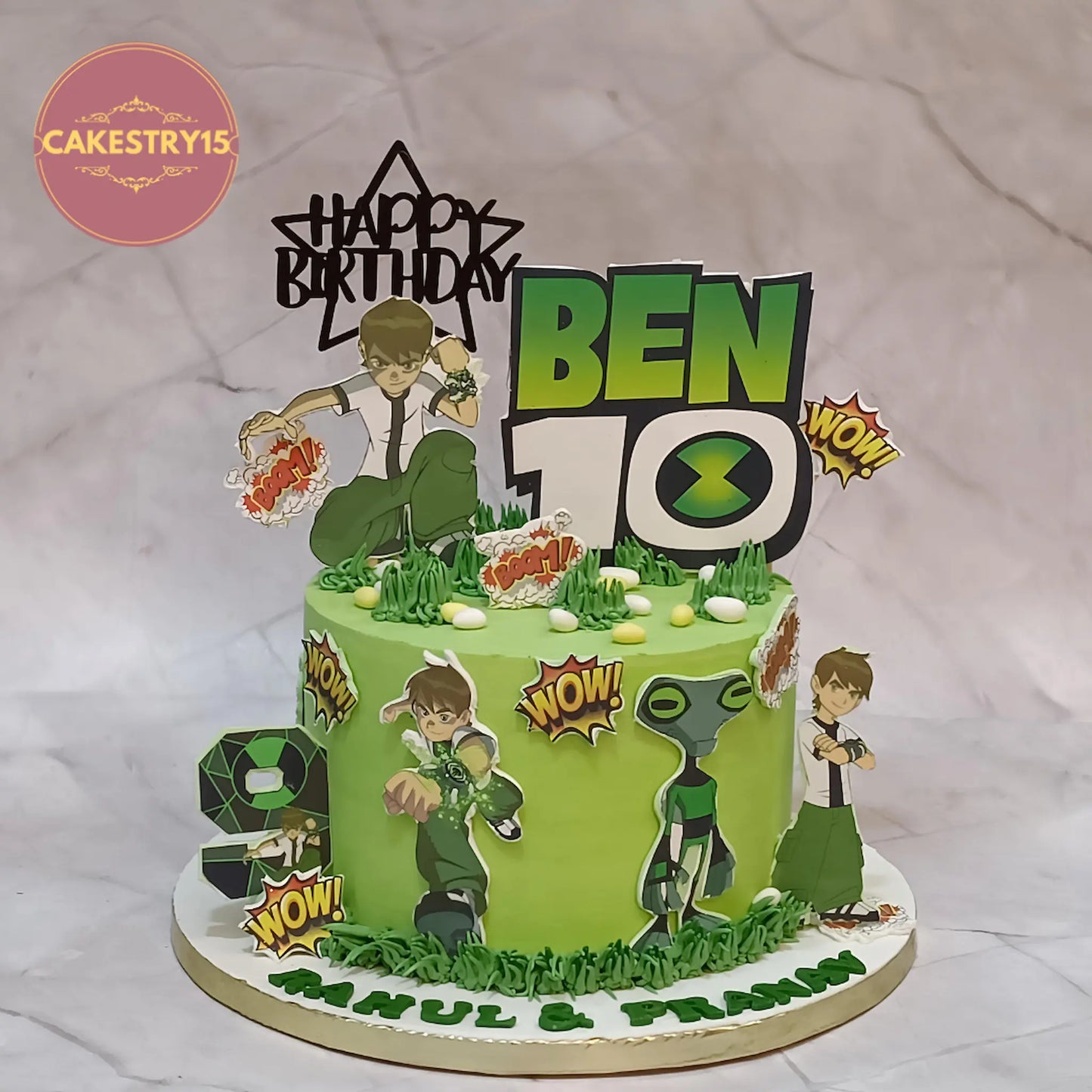 Ben 10 kids birthday cake theme cake Noida made with eggless cakes design featuring character toppers