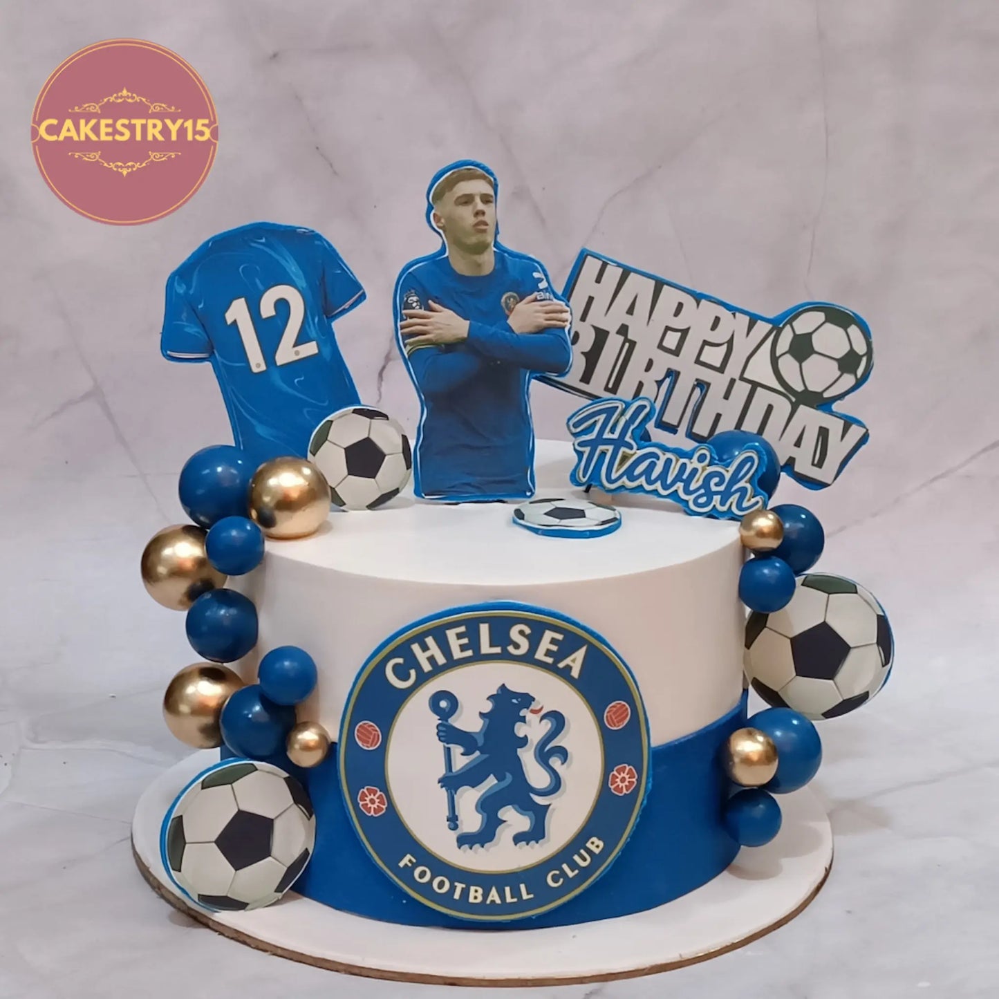 Football theme 12th birthday cake eggless kids birthday cake in Noida with edible prints and sports design