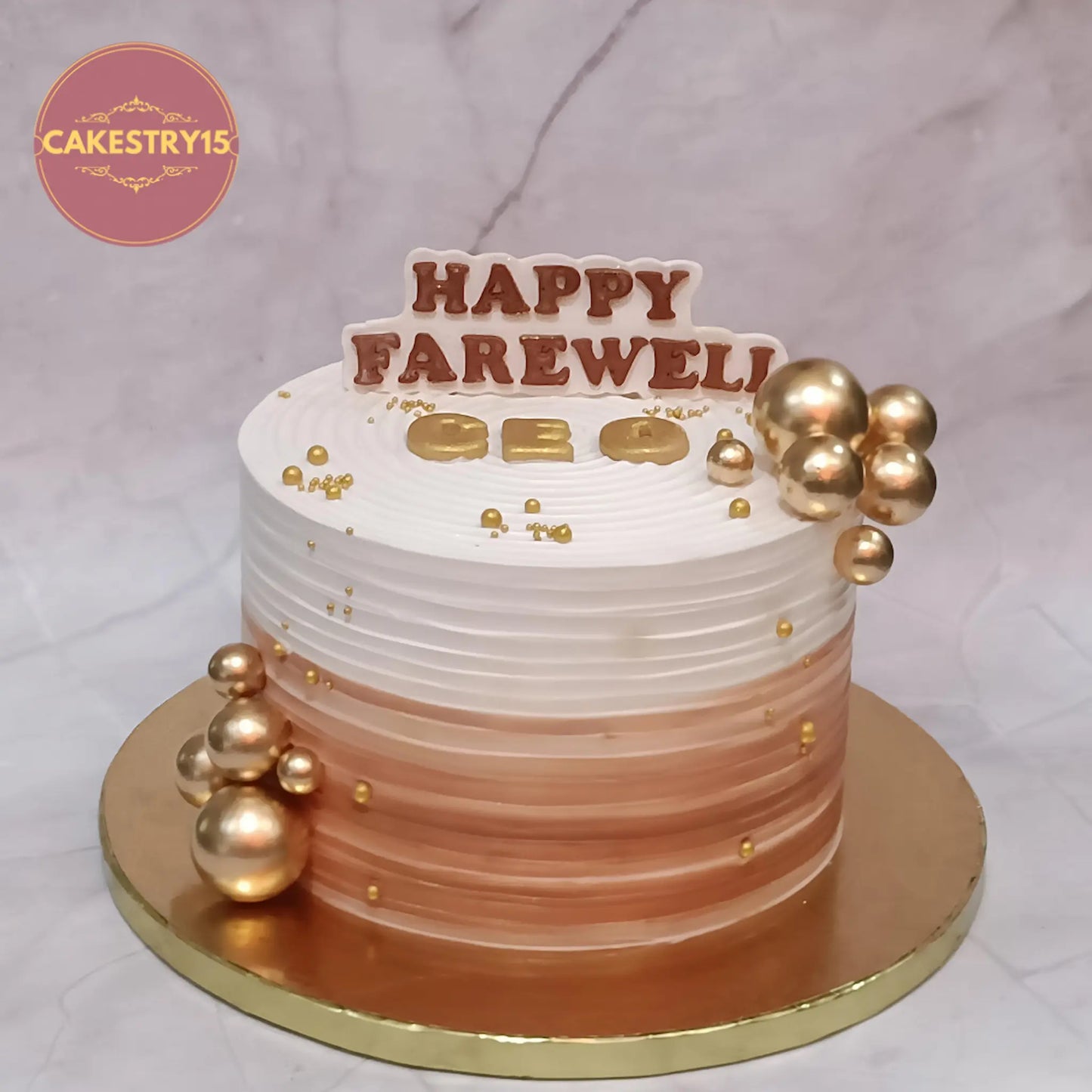 Eggless cakes with elegant farewell design, premium cake and theme cake Noida style for celebrations and corporate events.