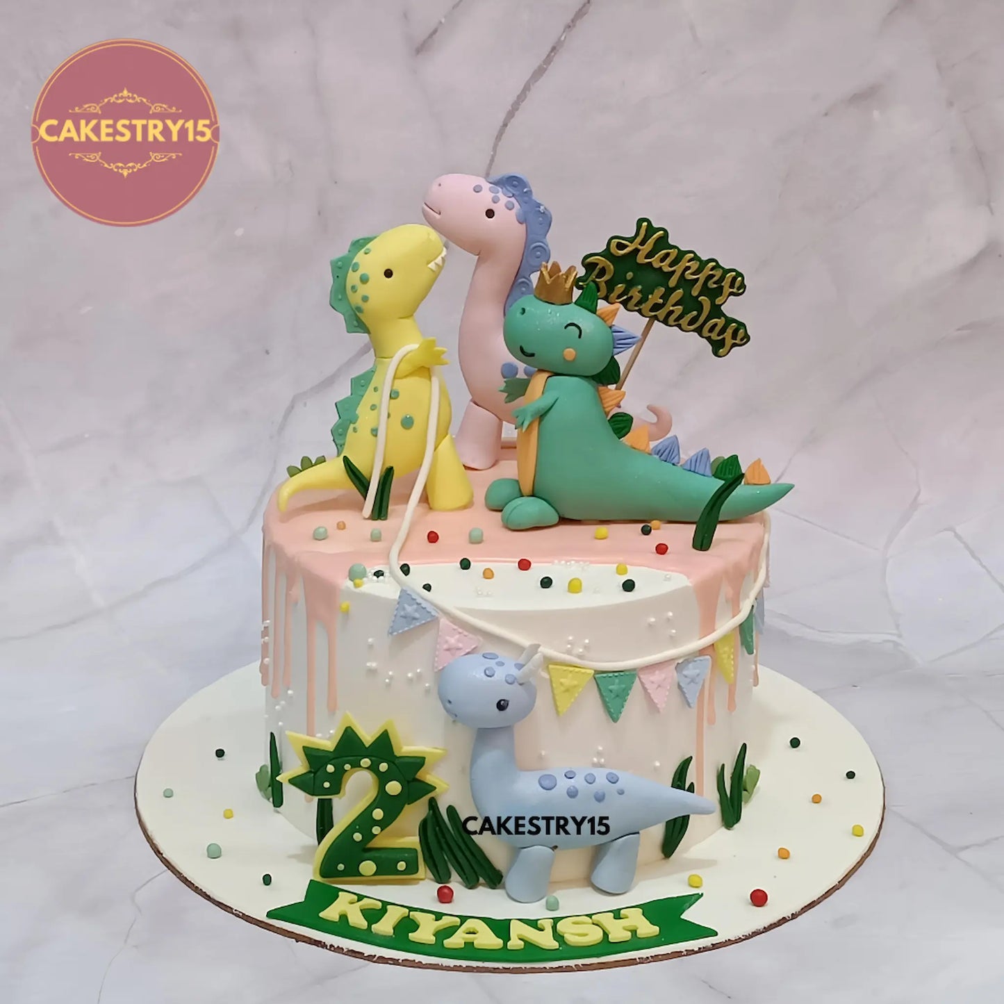 1.5kg chocolate dinosaur theme cake for 2nd birthday from Cakestry15 in Noida