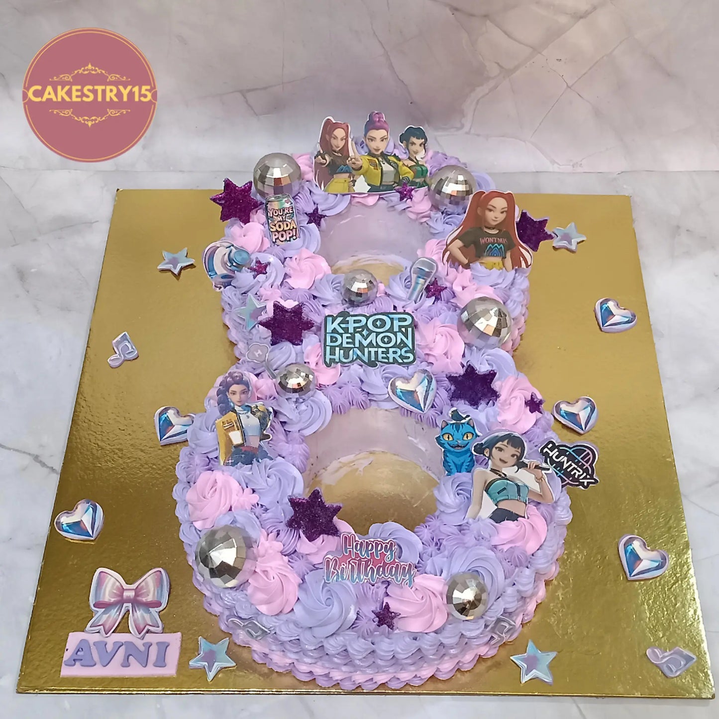 Kpop theme kids birthday cake in number 8 shape, perfect theme cake Noida from eggless cakes collection