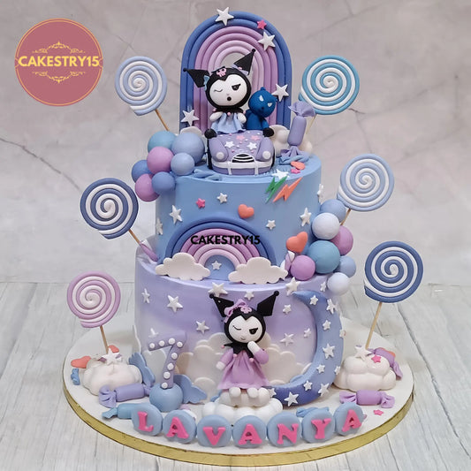 kuromi-theme-3kg-chocolate-birthday-cake-lavender by cakestry15