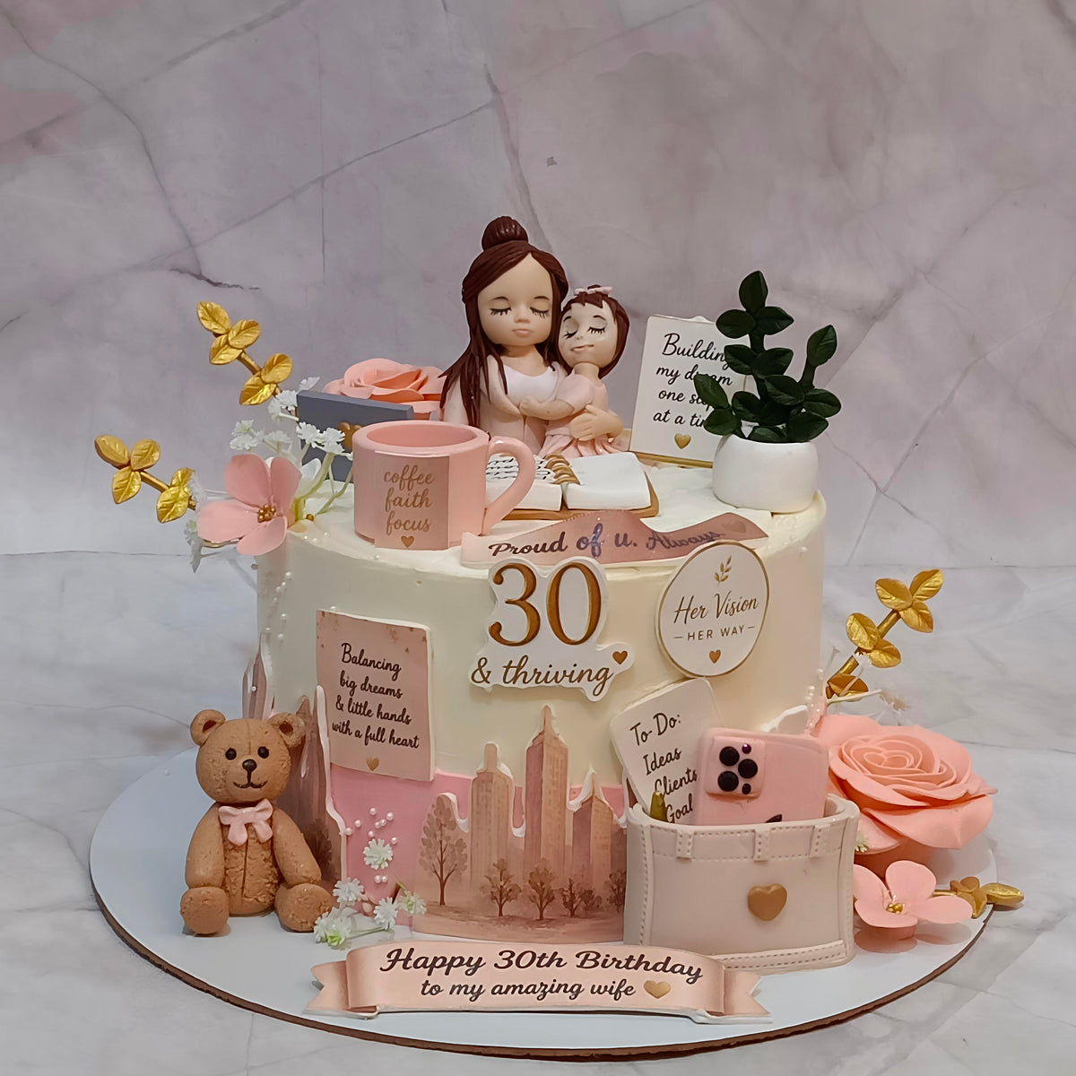 Luxury birthday cake for wife featuring handcrafted fondant details, a premium eggless theme cake in Noida for memorable celebrations.