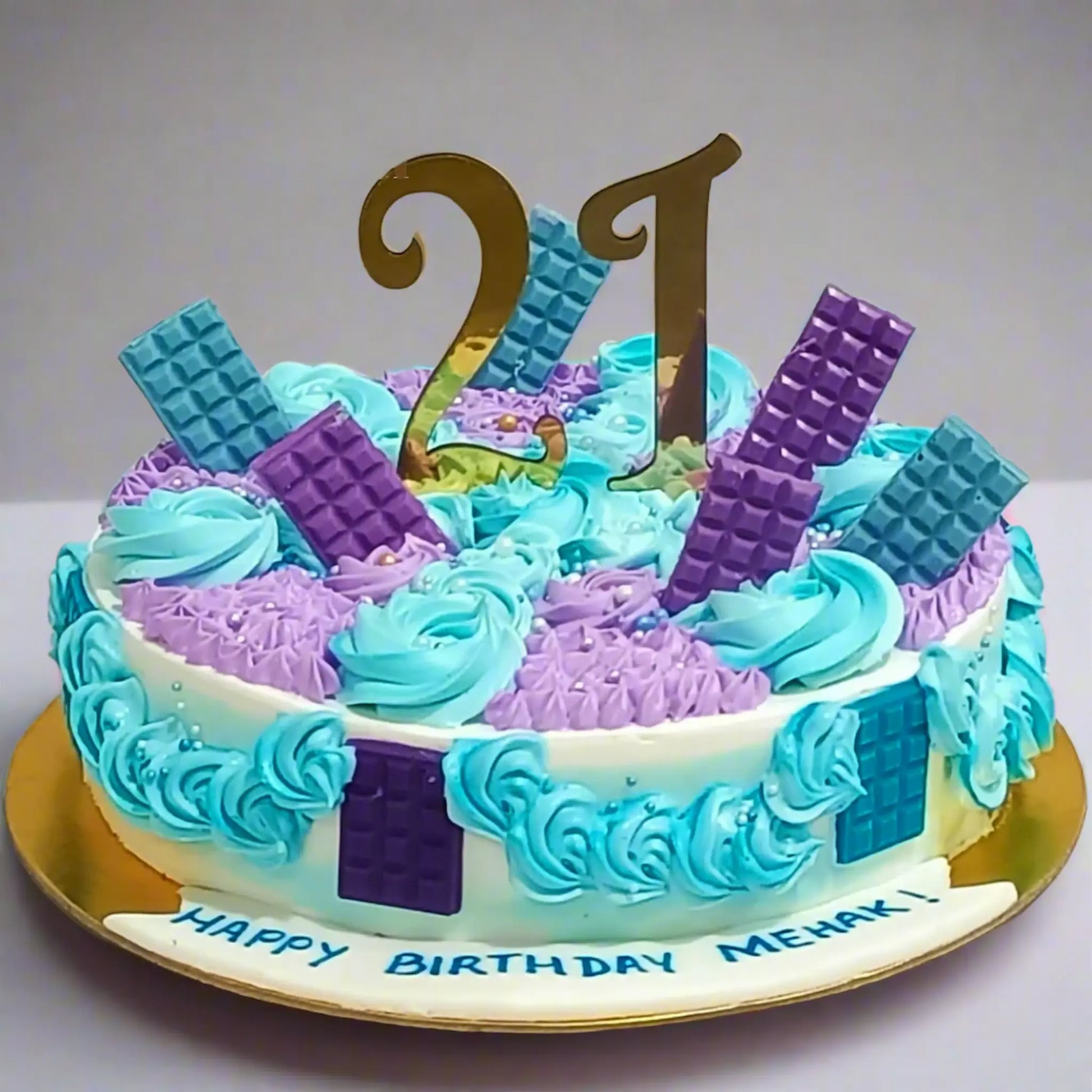 1kg red velvet birthday cake with cream rosettes and chocolates for 21st birthday