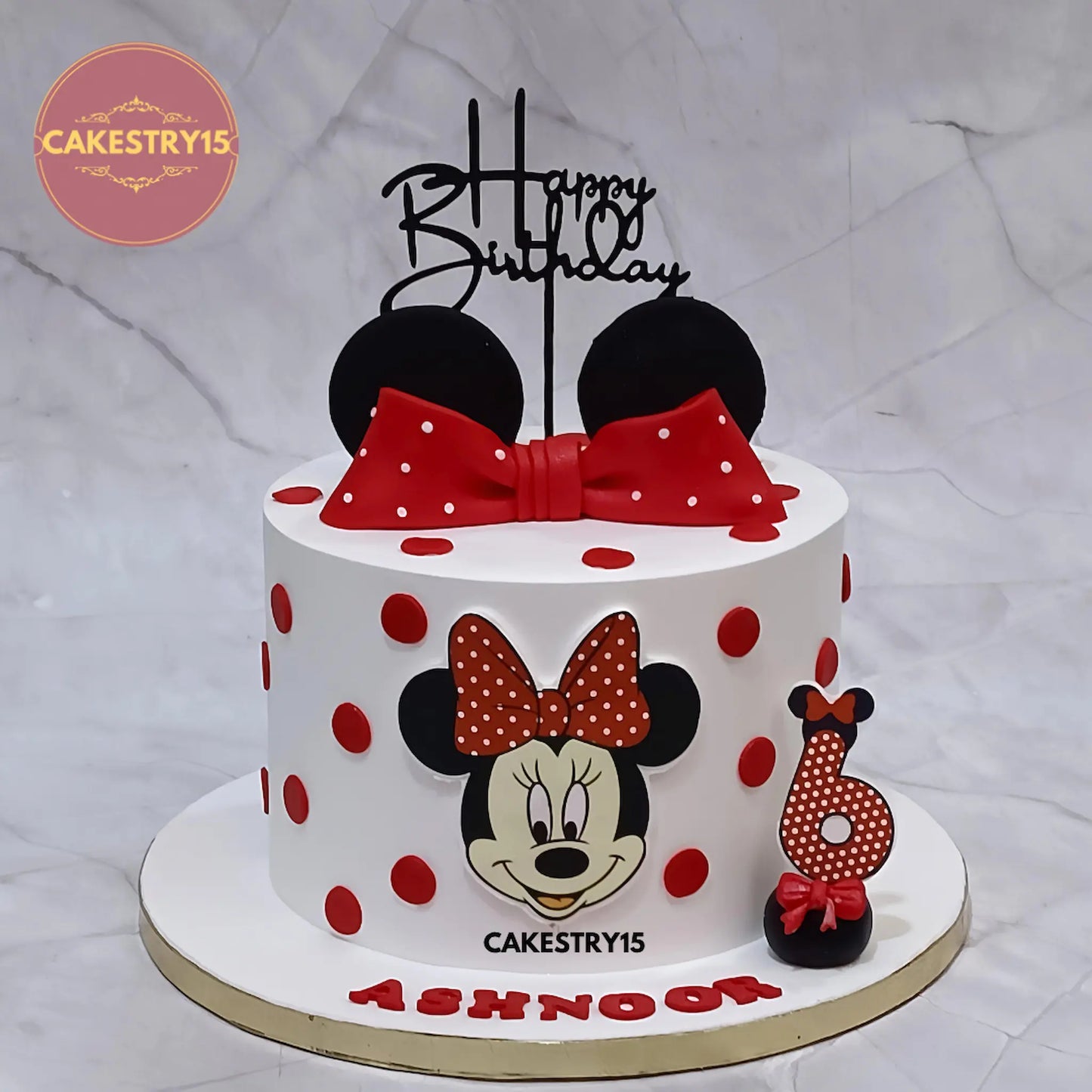 Minnie Mouse theme eggless kids birthday cake with choco vanilla flavour made by Cakestry15 in Noida