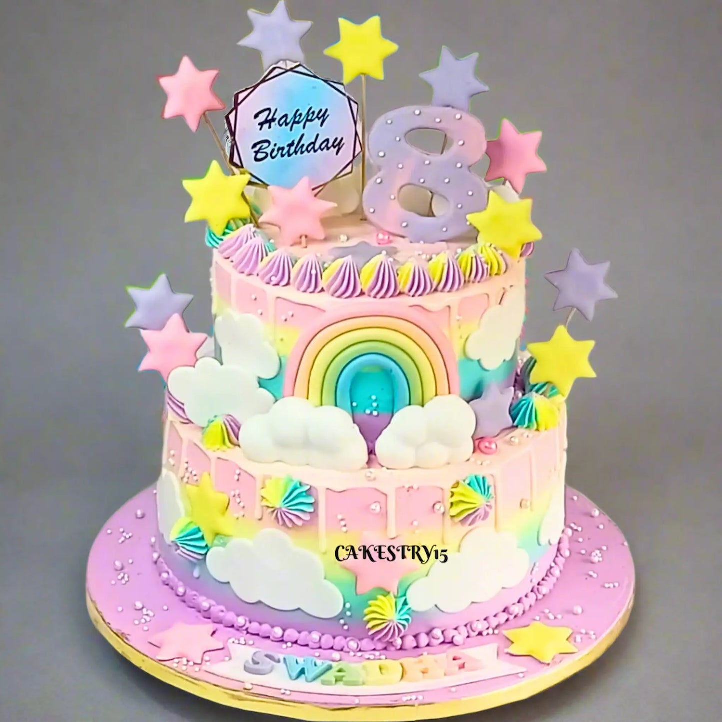 Rainbow kids birthday cake design, premium theme cake Noida from eggless cakes bakery