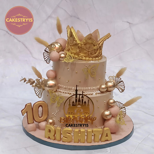 2kg choco chips birthday cake with golden crown and decorations from Cakestry15 in noida