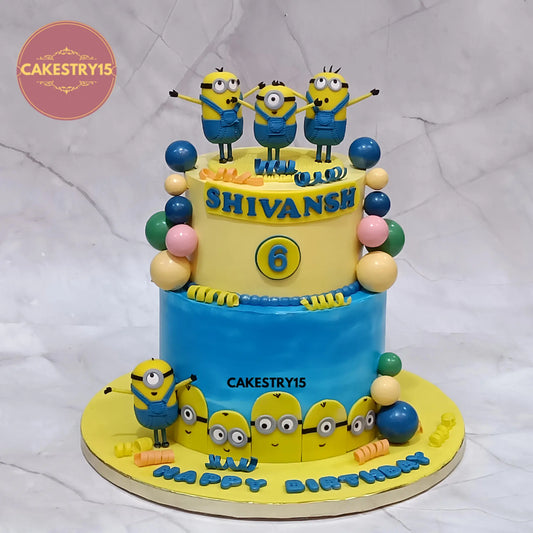 3kg Minions theme birthday cake with choco chips flavor from Cakestry15 in Noida