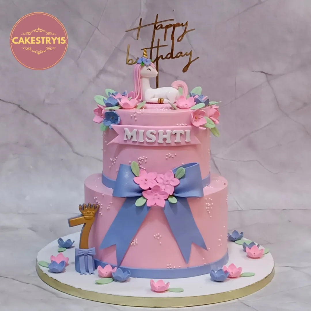 Premium eggless unicorn kids birthday cake, a beautiful theme cake Noida families love for first birthday celebrations.
