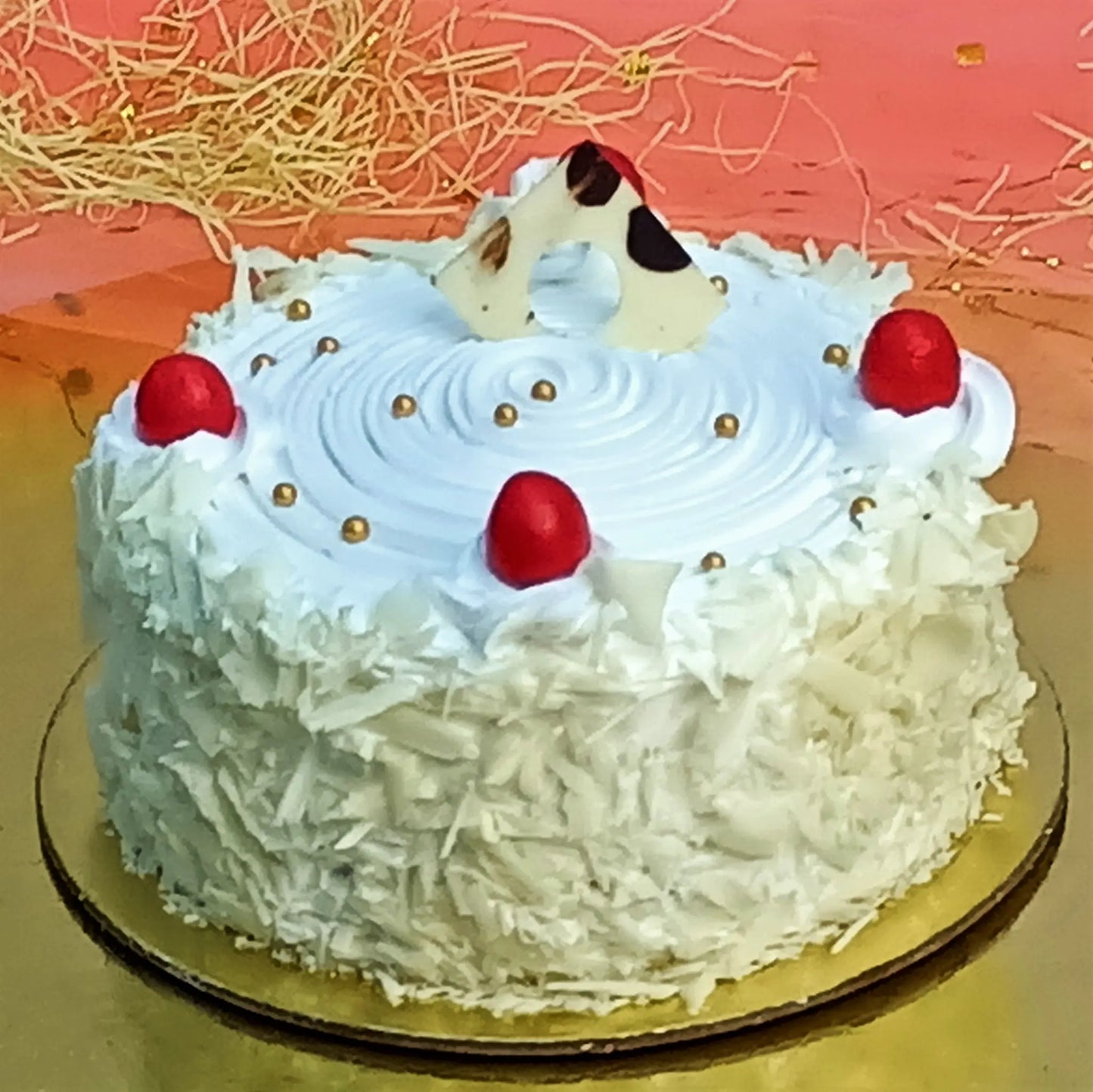 2kg white forest cake with white chocolate and cherries from Cakestry15 Noida