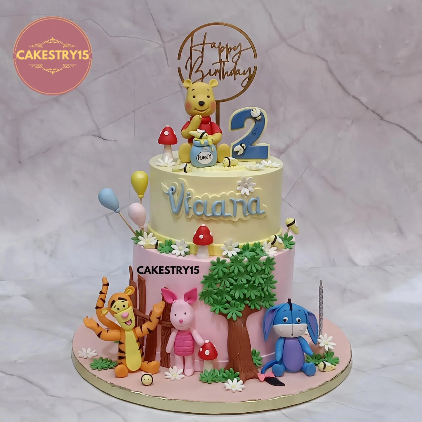 Winnie the Pooh 3kg choco chips theme cake from Cakestry15, featuring Pooh, Tigger, and friends