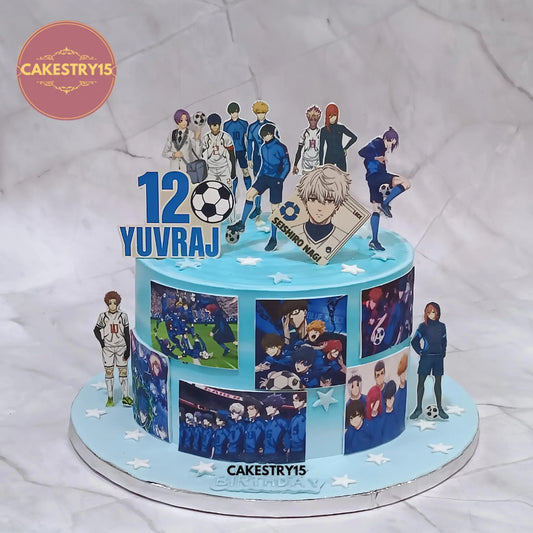 2 kg Blue Lock themed Black Forest birthday cake from Cakestry15 for Yuvraj’s 12th birthday