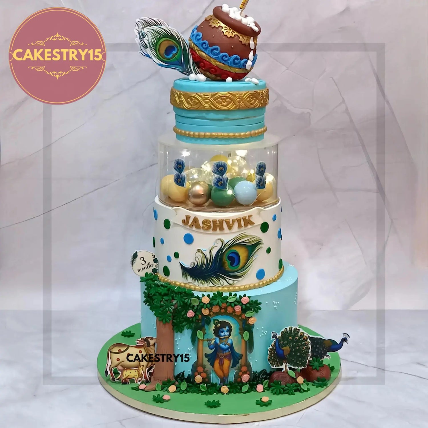 krishna theme cake for janmashtami by cakestry15 noida