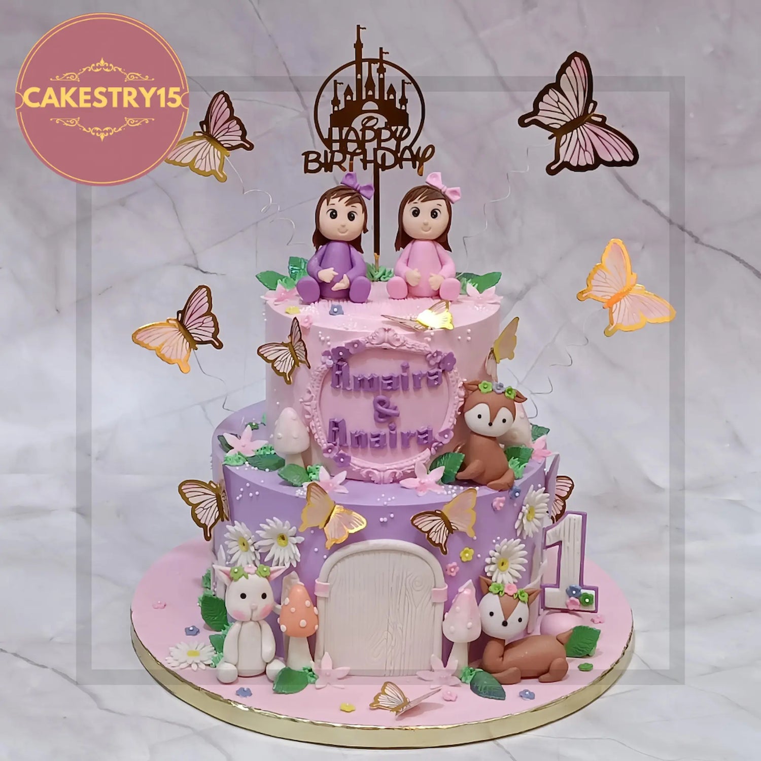 Personalized Twin Birthday Cakes with Coordinated Themes by Cakestry15