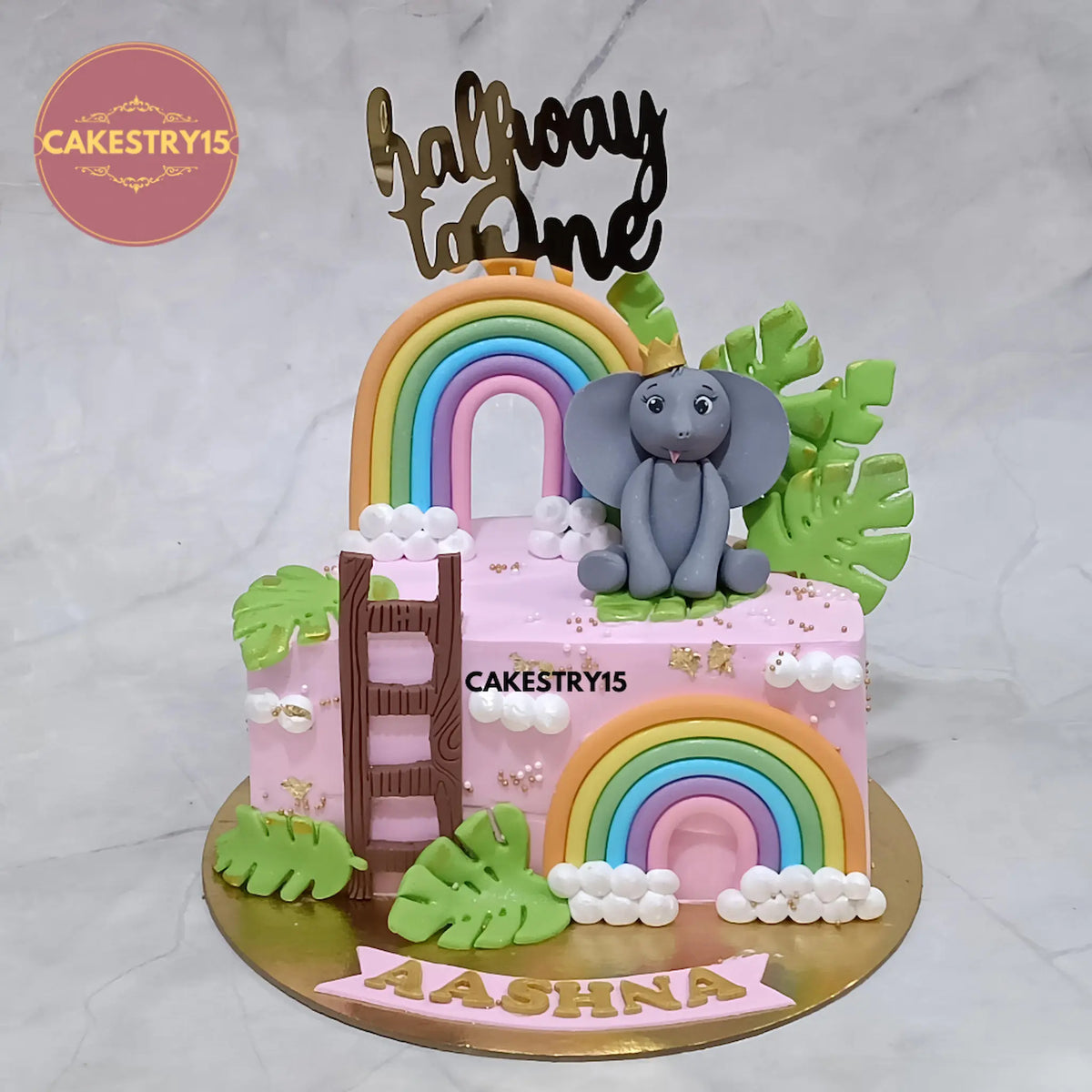 Halfway to One Pineapple Cake – 1kg Custom Cake for Aashna – CAKESTRY15