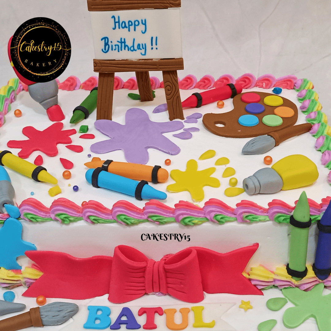 Artist Elegance theme ,3kg size, 12th birthday ,Chocolate flavor Cake by cakestry15 noida,close up image