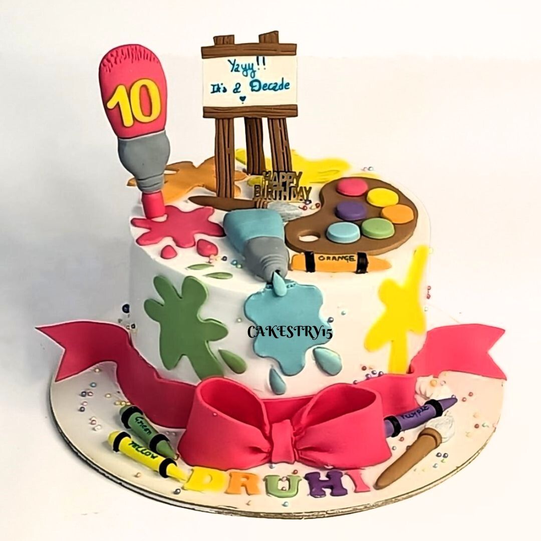 Artist Theme, 1kg size,Chocolate flavor Cake, 10th birthday,cakestry15 noida,full image