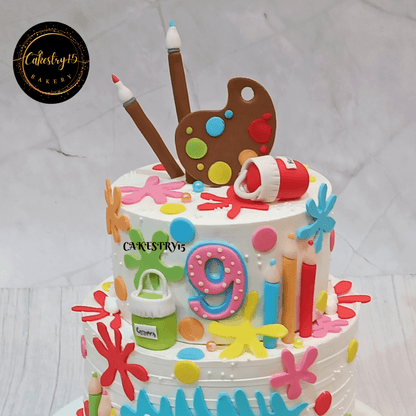  Artist Theme 3kg size 2tier Blueberry flavour 9th birthday cake,top tier image,cakestry15 noida