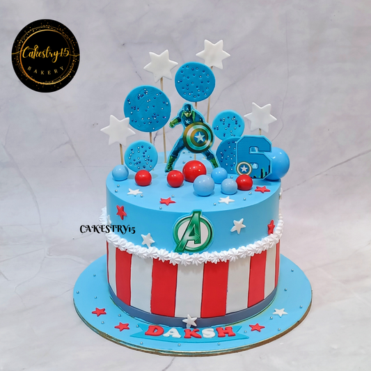 Avengers Captain America theme 6th birthday 2kg size Vanilla flavor Cake by Cakestry15 noida,full image