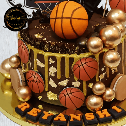 Basketball 2kg Chocolate 11th Birthday Cake,unisex cakes,close up picture