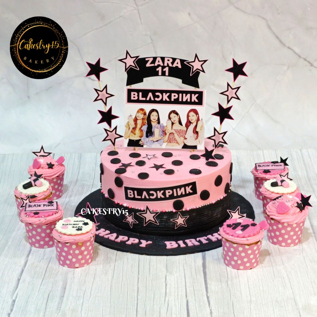 Black Pink Theme 2kg size chocolate flavor 11th birthday Cake by cakestry15 noida,full image