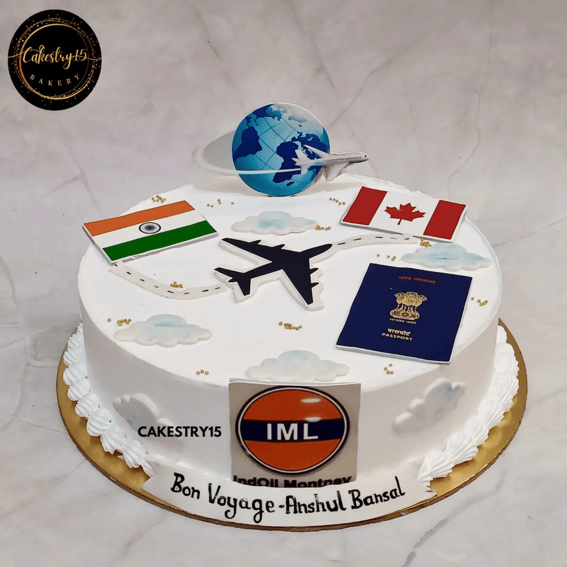 Bon Voyage Celebration Cake,2kg blackforest sendoffs celebration cake by cakestry15 noida,cake full image,corporate,office,events