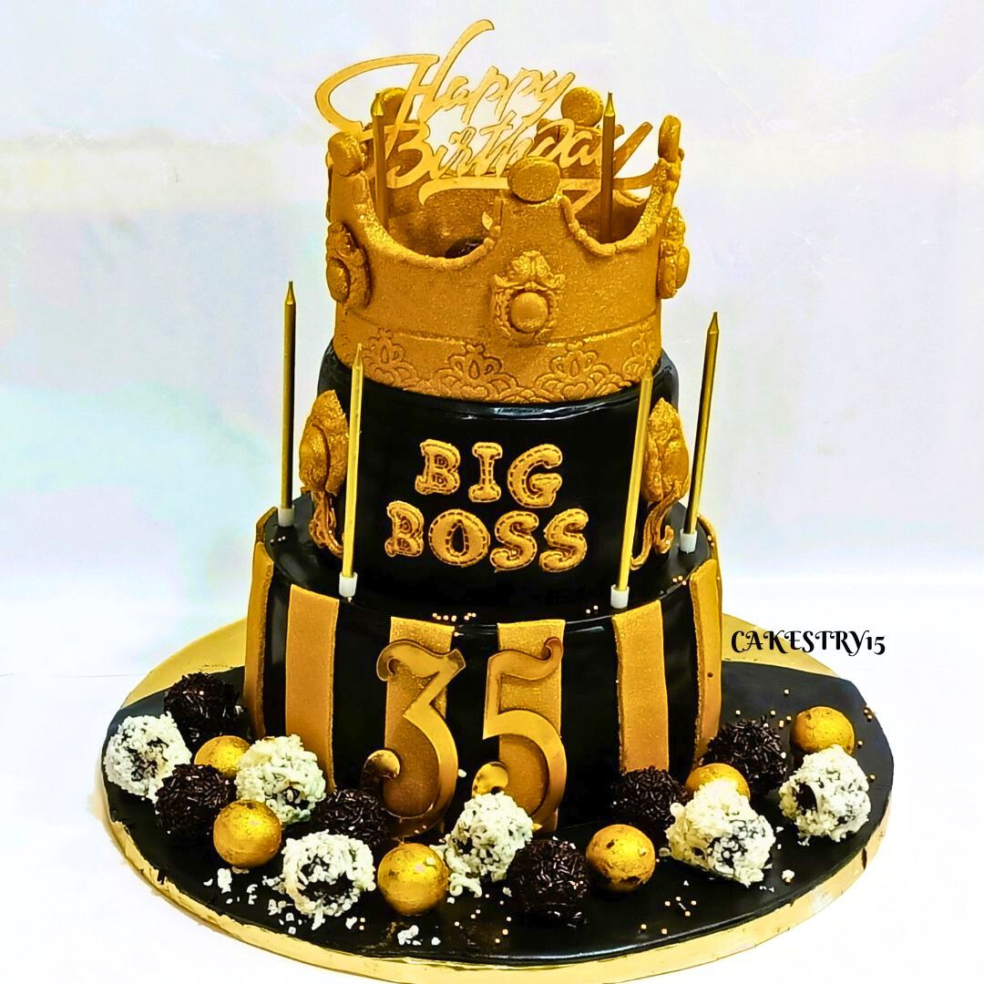 Boss 2 Tier 5kg size chocolate flavor Birthday Cake by cakestry15 noida,full image