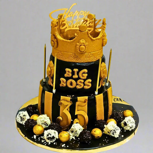 Boss 2 Tier 5kg size chocolate flavor Birthday Cake by cakestry15 noida,full image