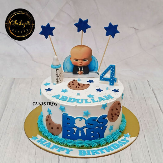 Boss Baby Bash,1.5kg size,vanilla flavor,4th birthday  Cake by cakestry15 noida,full image