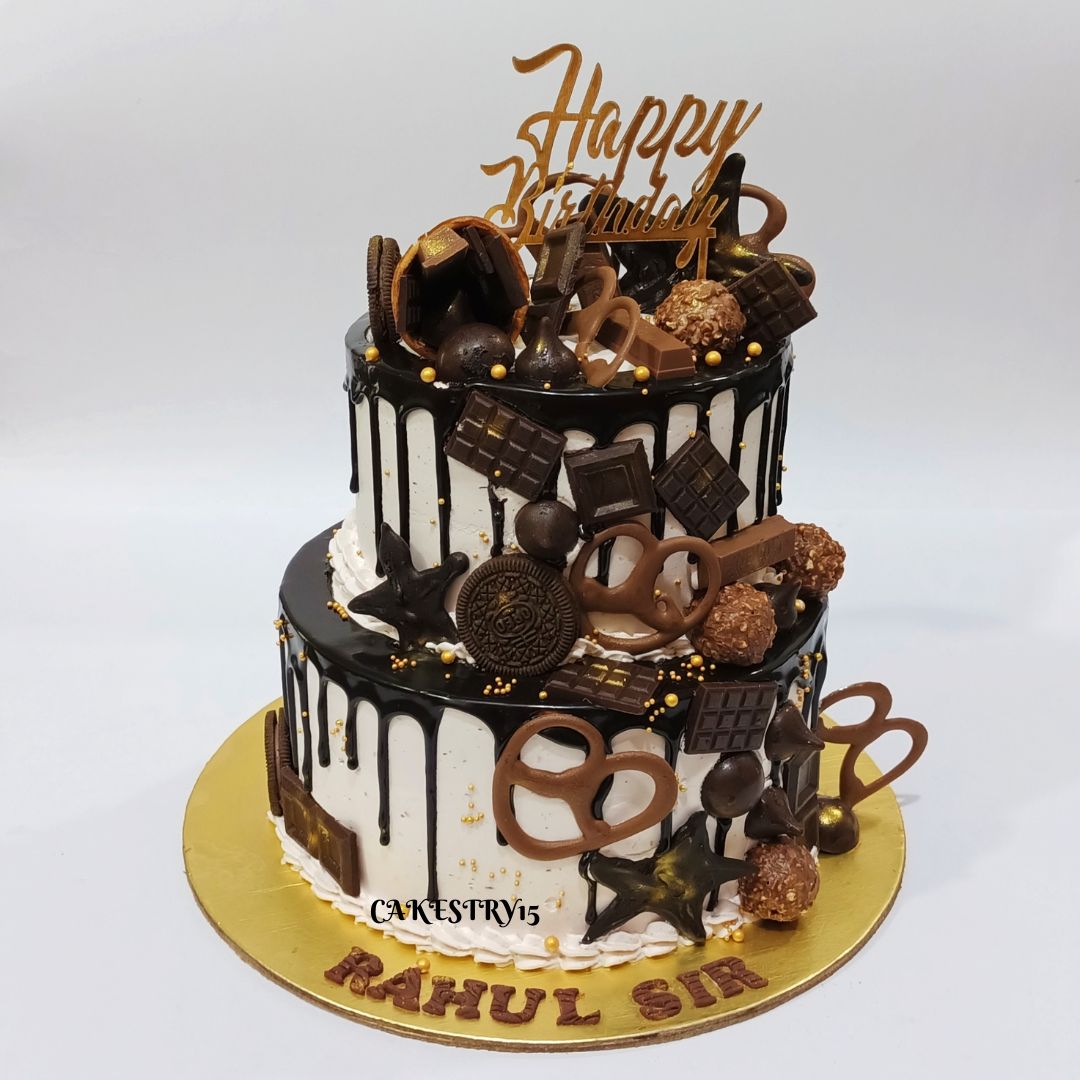 Boss Choco Burst 3kg size 2 tier chocolate flavor  birthday Cake by cakestry15 noida,full image