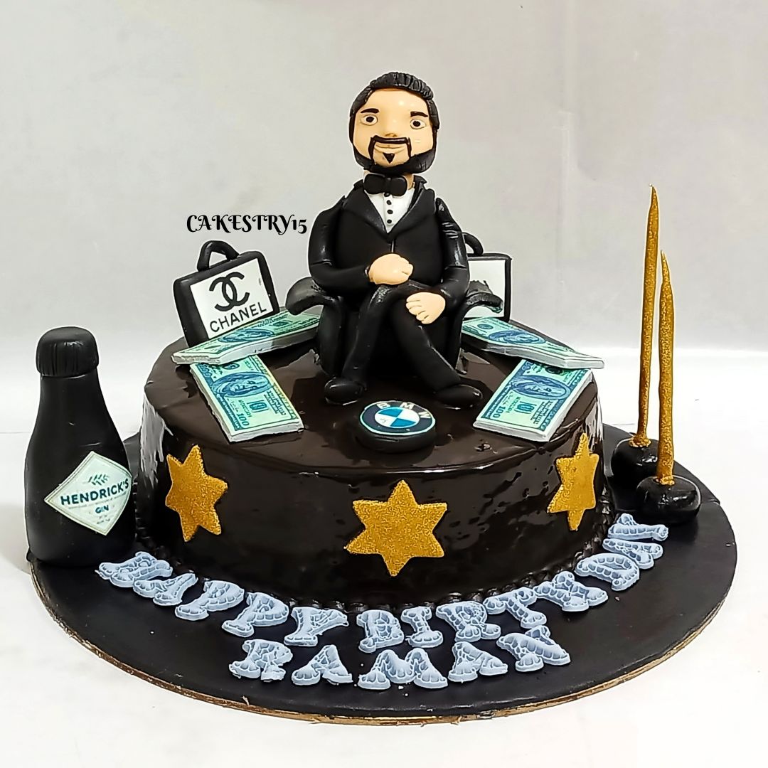 Boss Dollar Theme 1kg size chocolate flavor birthday Cake by cakestry15 noida,full image