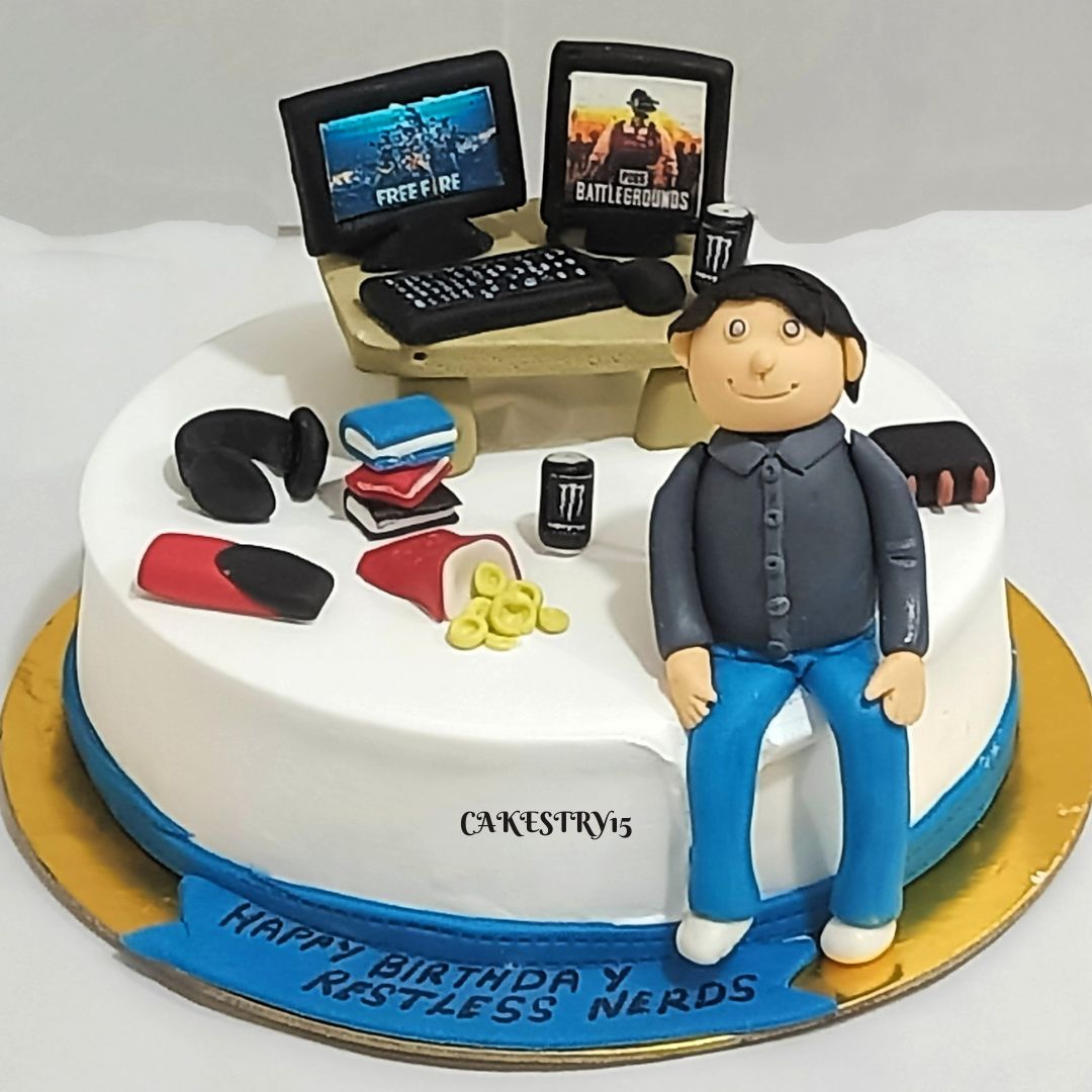 Boss Working Mode 1kg Chocolate Birthday Cake by Cakestry15 Noida,full image