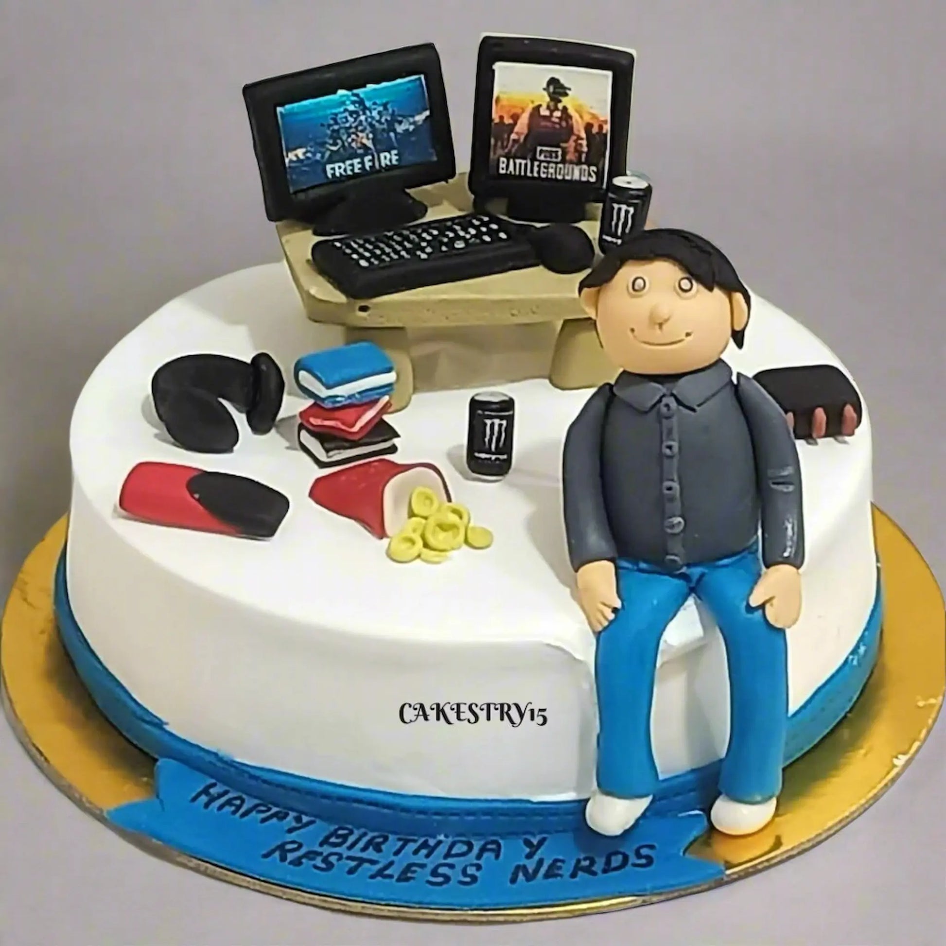Boss Working Mode 1kg Chocolate Birthday Cake by Cakestry15 Noida,full image