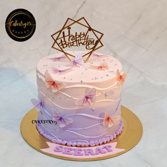 Butterfly Ballet 1kg Blueberry birthday Cake by cakestry15 noida,full image