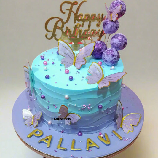 Butterfly Lavender 2kg Theme Cake,cake full image